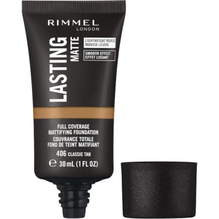 Rimmel Lasting Matte Full Coverage Foundation 406 Classic Tan